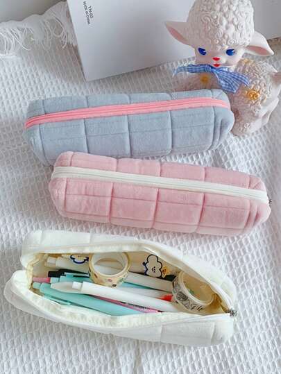 1pc Soft Plush Pencil Case/Pillow/Storage Bag, Designed For Girls, Creative Stationery Storage, Large Capacity, Cute Cosmetic Bag, Incorporating Japanese Design Style, Back To School Essential; Back To School Supplies, Pencil Case, Student Backpack