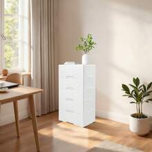 Plastic Drawers Dresser Storage Cabinet, 5 Drawer Stackable Vertical Clothes Storage Tower, Bedroom Tall Small Chest Closet, Organizer Unit For Hallway Entryway, Home Furniture - 白色 - 查看 7