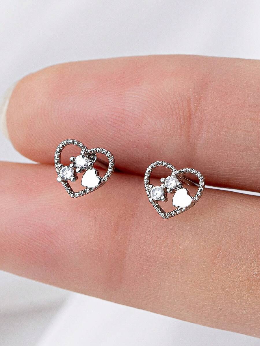 1对微型氧化锆蝴蝶吊坠耳环（0.03μm） - 鋯石愛心耳環 - 查看 1