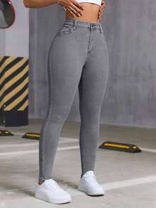 Women's Fashionable Stretch Slim-Fit Washed Denim Jeans, Summer Top/New Jeans For All Seasons, Elegant Women's Clothing, Suitable For New Year And Valentine's Day. - 淺灰色 - 查看 6