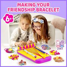 Kids DIY Weaving Craft Set, Includes Weaving Tool, Ropes, Beads, Stickers And Other Accessories. Can Weave Friendship Bracelets And Hairstyles, Enhances Hands-On Ability And Creativity. Perfect Handicraft Gift For Birthday Parties, Family Gatherings, Suitable For Children 6+ Years Old - Multicolor - View 4