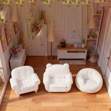 1:12 娃娃屋微缩模型，迷你玩具，DIY沙发，迷你家具 | 小型客厅场景模型，| 微缩模型，| 逼真迷你沙发装饰，迷你白色沙发模型，迷你娃娃屋客厅家具装饰 - 迷你家居场景DIY，收藏家和爱好者的礼物（手工纹理属正常现象） - 彩色 - 查看 1