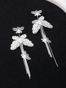 时尚蝴蝶长流苏复古耳环 - 无礼盒 - 均碼 - 查看 3