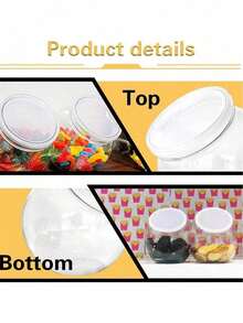 10pcs 350ml Transparent Plastic Jars With Lids, Wide Mouth Design, Suitable For Kitchen Countertop, Can Store Candy, Gummy, Cookies And Snacks, Also Can Be Used For Home Decor, Party And Holiday Storage - View 10