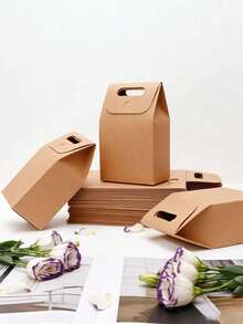 10/20 túi giấy Kraft nhỏ màu trắng có cửa sổ, hộp đựng bánh ngọt, túi đựng kẹo nougat mini, bánh quy, kẹo, bánh bích quy, đồ ăn nhẹ, quà tặng, túi giấy. - Xem 7
