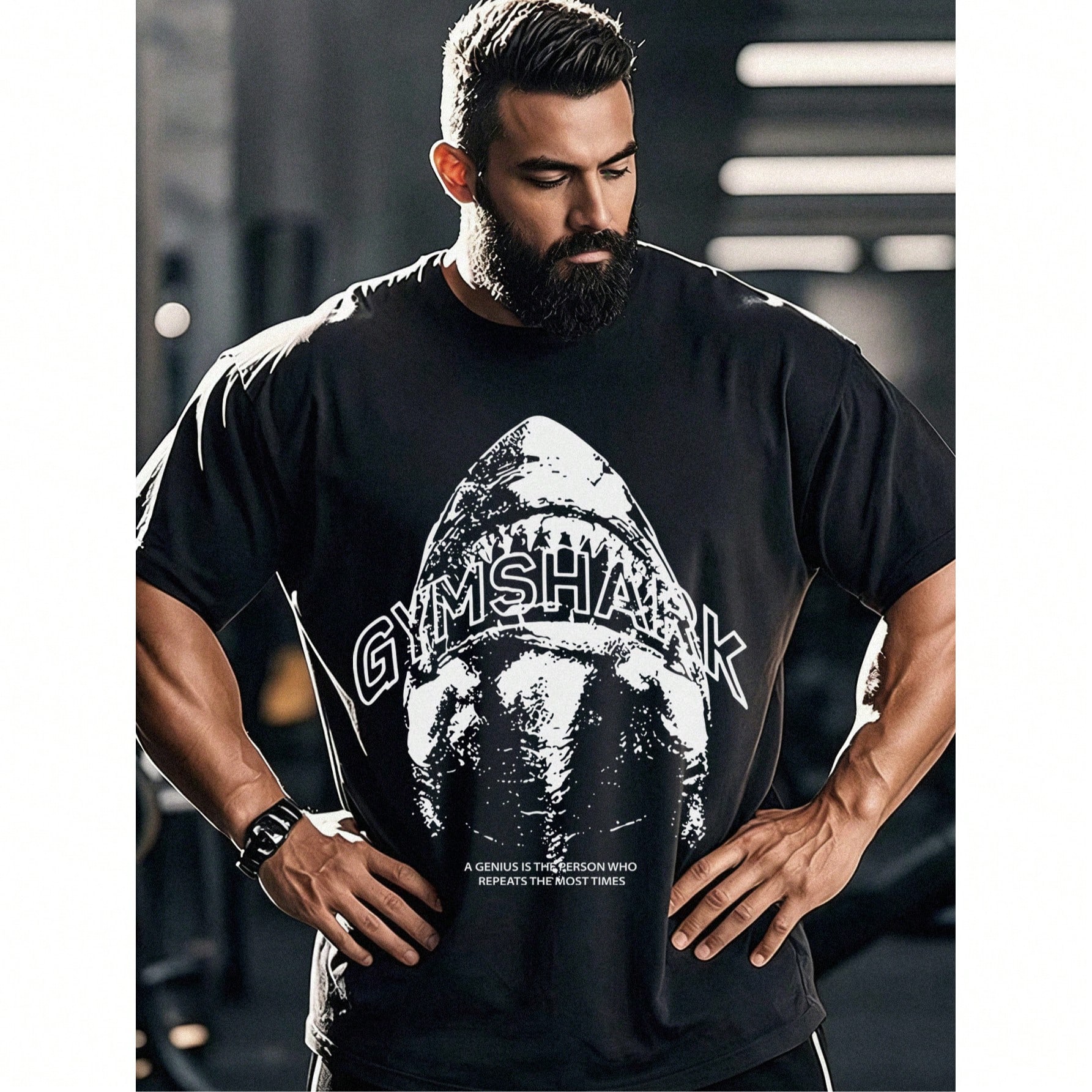 Camiseta de manga corta de cuello redondo para hombres de talla grande, camiseta holgada negra, camiseta casual con estampado de letras, adecuada para