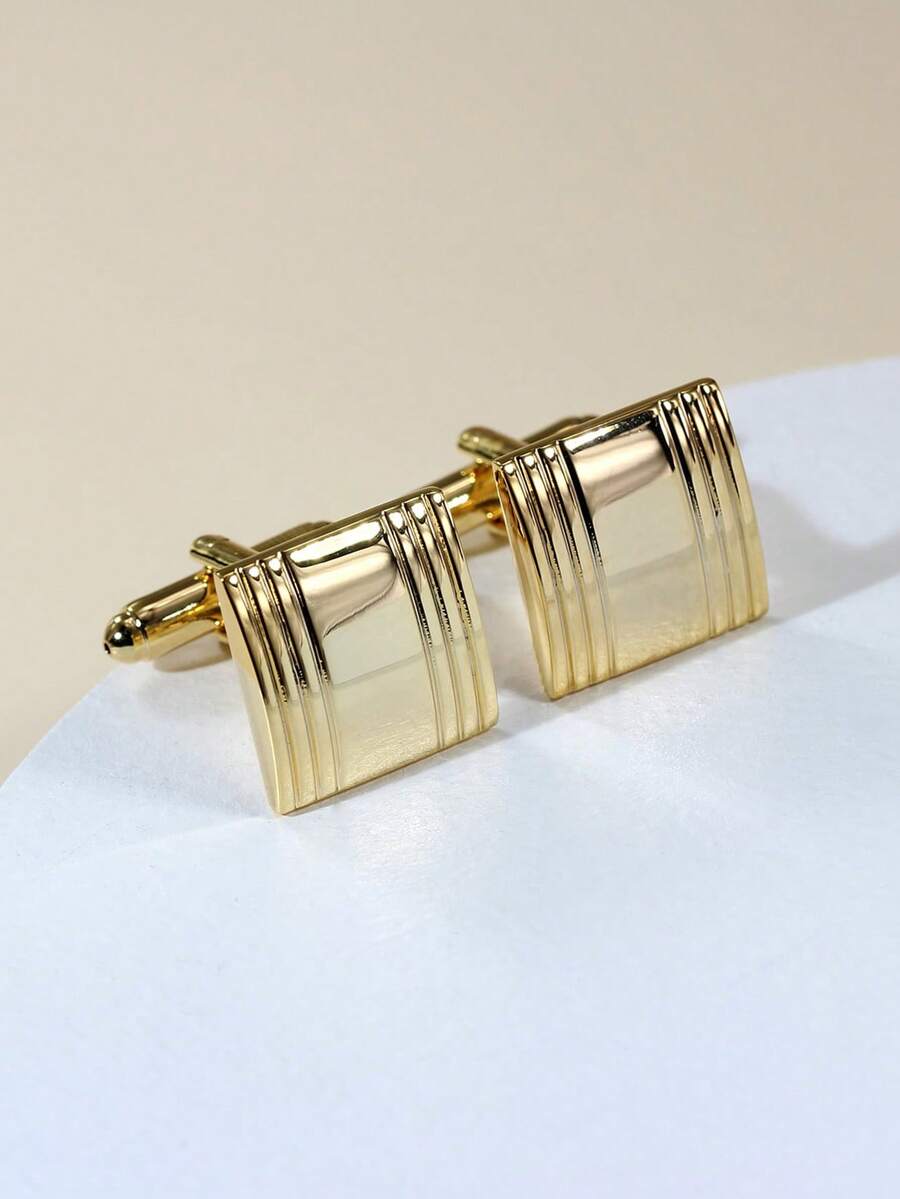1 Pair Fashionable Gold Geometric Copper Cufflinks For Men - Yellow Gold - View 1