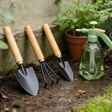 Complete Gardening Kit: 3 Ergonomic Heavy-Duty Metal Tools + 1 Transparent Watering Can, Suitable For Home Gardens, Lawn Care And Succulent Plant Maintenance - Four-piece Set - View 1