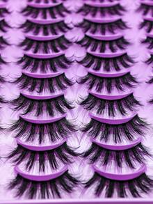 20 Pairs Cartoon Cat Eye False Eyelashes, Faux Mink Lashes, Fox Eye Lashes, Natural Full Eye Lashes, Cosplay & Travel Makeup Essential - Black - View 8