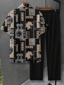 Plus-Size Men's Clothing, Summer Plus-Size Men's Suits, Casual Plus-Size Men's Shirt Suits - 彩色 - 查看 6