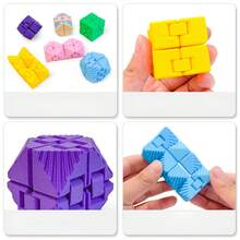 1个2026 3D打印无限魔方，色彩缤纷的创意减压玩具，可折叠拼图魔方，送给朋友、家人、生日、聚会、男孩女孩的完美礼物 - 彩色 - 查看 2