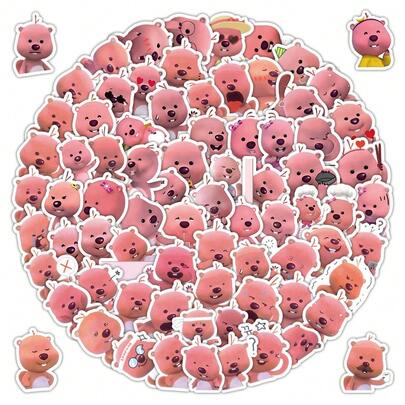 104 Stück süße Cartoon Biber Aufkleber mit lustigen Ausdrücken, wasserfeste und dauerhafte Vinyl Aufkleber geeignet für Scrapbooking, Notizbücher, Laptop Dekoration