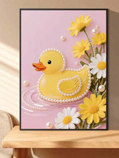EGUARTE 这款全新珍珠油画套装，以小黄鸭为主题，是一款无框工艺品，非常适合卧室装饰、客厅墙面艺术、房间点缀等。也是馈赠亲朋好友的完美礼物。