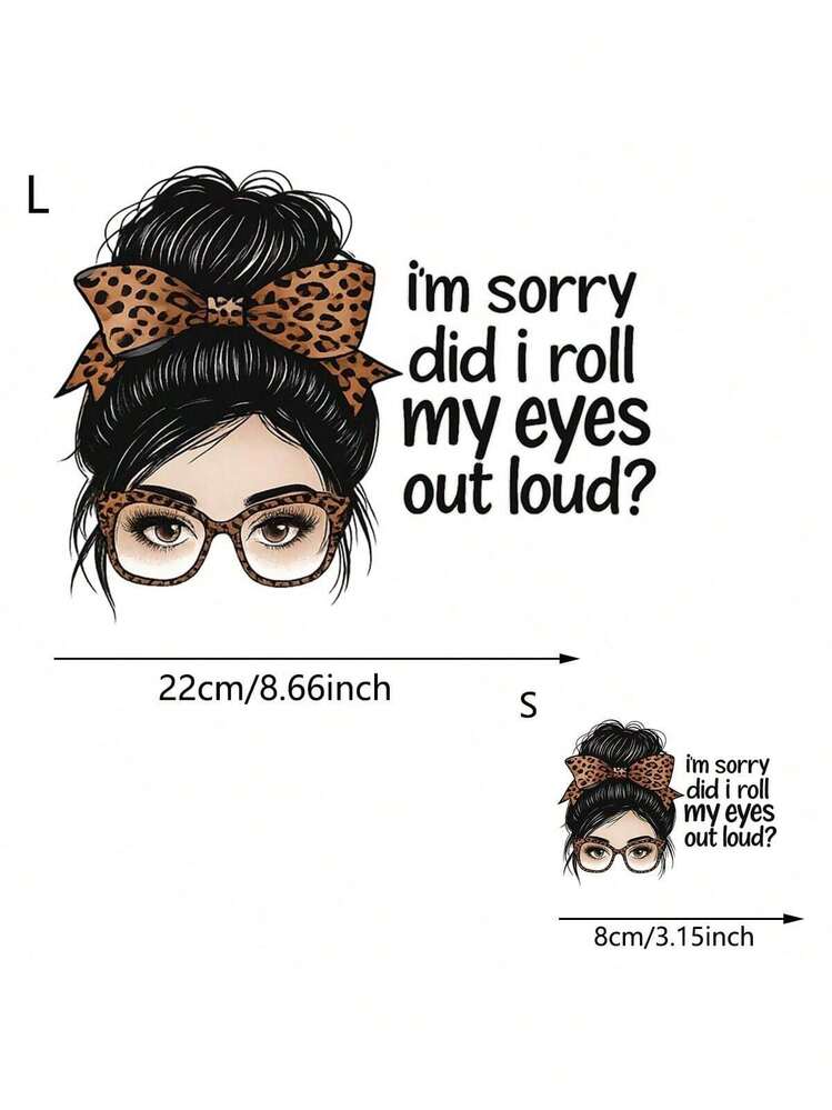 1张/2张/3张趣味翻白眼女孩热转印贴纸，适用于DIY T恤、牛仔裤、枕头、背包、帽子和沙发套，防水、防褪色、耐用塑料贴纸，图案有趣，可用于布料装饰、服装点缀和手工爱好。 - L - 查看 3