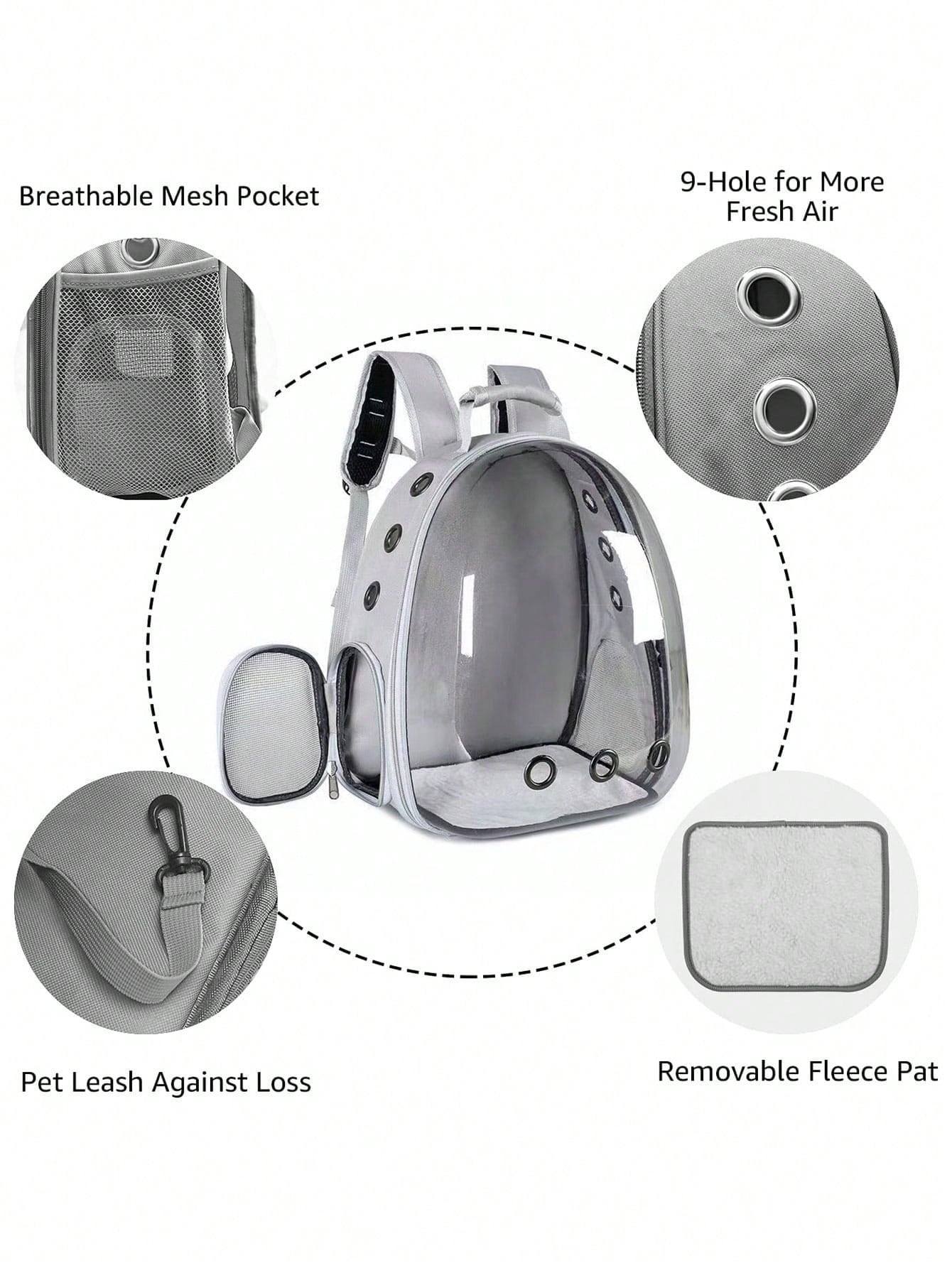 1 pièce Sac à dos de transport pour animaux de compagnie pour chats et chiots, capsule spatiale transparente et respirante, sac de transport extérieur pour chat 10