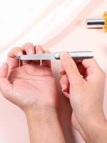 5pcs/ 2pcs/ 1pc Stainless Steel Nail File, Double-Sided Metal Nail File. Natural Nails. Hand Care. Foot Care. Nail Art Tools, Nail Trimming Tools. - Silver - View 2