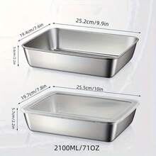 3pcs Stainless Steel Freshness Boxes (Buy 2 Get 1 Free), With Sealed Proof Lids, Leak-Proof Stainless Steel Bread & Salad Prep Set, Suitable For Both Refrigeration And Freezing, Stackable, For Roasting Meats, Vegetables, Meal Prep & Camping – Versatile Kitchen Bakeware For Cooking, Baking, And Refrigerator Storage - 彩色 - 查看 7