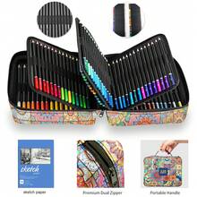72/120色彩色铅笔套装，含便携式拉链旅行盒、素描本、油性软芯铅笔，专业美术用品，适合成人和艺术家使用。 - 油性彩鉛 - 查看 6