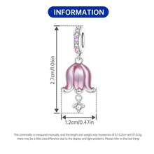 CYMYSS 1件女士粉色百合花吊坠，925镀银镶嵌立方氧化锆，欧美风格，节日礼物/日常佩戴时尚项链饰品 - 彩色 - 查看 4