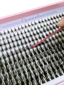 Queenice 330PCS Tapered Wheat Eyelashes, Super Large Capacity, Individual Cluster Thin-Stem Mini Lashes, Thick & Natural Lash Devil Lash Book, Suitable For Beginners And Students DIY, Easy To Apply, Must-Have For Parties, Travel, Holiday Gifts & Makeup - D - 查看 5