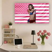 Erica  Pink USA Flag |   Lois Lane Smallville Banner |   Y2K TV Icon Wall Decor |   Aesthetic Dorm  Frat Flag - 白色1件 - 查看 3