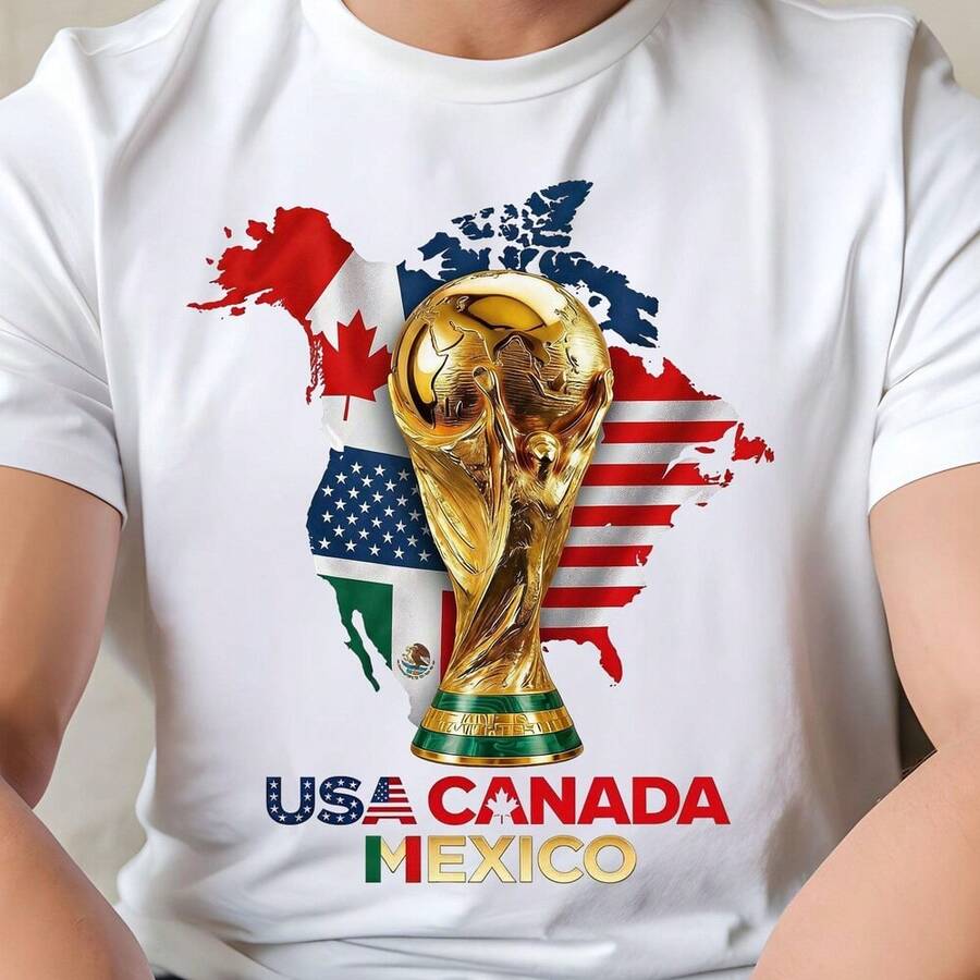 World Cup 2026 USA Canada Mexico PNG – T-Shirt Design (Digital Download) - 白色 - 查看 1