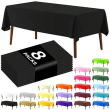 8 piezas Mantel desechable rectangular de unicolor, mantel de plástico PEVA impermeable y resistente al aceite para decoración de mesa de postres y fiestas - Multicolor - Ver 2