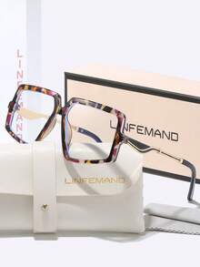LINFEMAND渐变透明眼镜，方形镜框修饰脸型，金属镜腿提升品质，百搭时尚，适合办公和通勤佩戴。 - 無色 - 查看 13