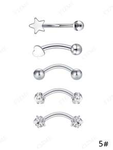 CIZME 5pcs Colorful Curved Barbell Eyebrow Rings Rook Daith Piercing Jewelry 16G Dainty Eyebrow Rings Stainless Steel Vertical Labret Lip Piercing Jewelry Rook Daith Earrings For Women Men Cool Daily Wear 8mm/10mm - Multicolor - View 18