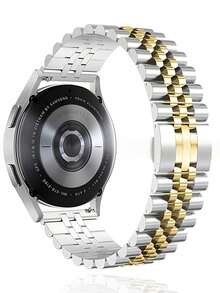 1条男女通用银色金色奢华商务优雅五珠不锈钢表带，20mm/22mm可选，兼容三星Galaxy Watch 7/6/5/4/3 Active/2 Classic（40mm/42mm/44mm/46mm/43mm/47mm）和华为Watch GT 5/4/3/2 Pro Runner Ultimate（42mm/46mm）。 - 銀金色 - 查看 3