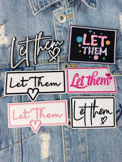Bộ 3/6 miếng vá thêu chữ LET THEM nhiều màu sắc, chất liệu polyester, dễ thương, thời trang, dùng để trang trí quần áo, có thể ủi lên hoặc may lên vải. Thích hợp cho ba lô, quần jean, áo khoác, áo phông, mũ, váy, v.v.