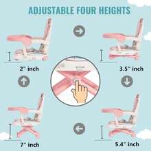 Dream On Me Munch N Go Booster Seat for Babies 6\u201336 Months, 3-in-1 Feeding, Floor &amp; Table Seat, Adjustable 4 Heights, Lightweight Portable Design, 3-Point Safety Harness, Easy to Fold &amp; Carry- Pink - ColorB - Ver 4