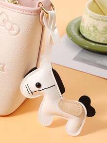 1 pieza Llavero de poni de piel de PU nueva - Simple, versátil, creativa, linda, llavero de coche y accesorio para bolso - Multicolor - Ver 9