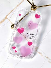 1个创意素描粉色爱心励志标语波浪形屏幕边缘保护手机壳，兼容苹果7/8/X/XR/XSMAX/11/12/13/14/15/16/17 Pro Max、A14/A15/A16/A17/A04/A05/A06/A07/A54/A55/A56/A57/A34/A35A/36/A37/S26/S26Plus/S26Ultra、Transsion SMART7/8/9/10 - 奶油透明 - 查看 2