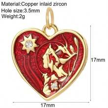 1pc Minimalist Copper Cross & Heart Shaped DIY Jewelry Pendant, Versatile Handmade Accessory - Multicolor - View 14