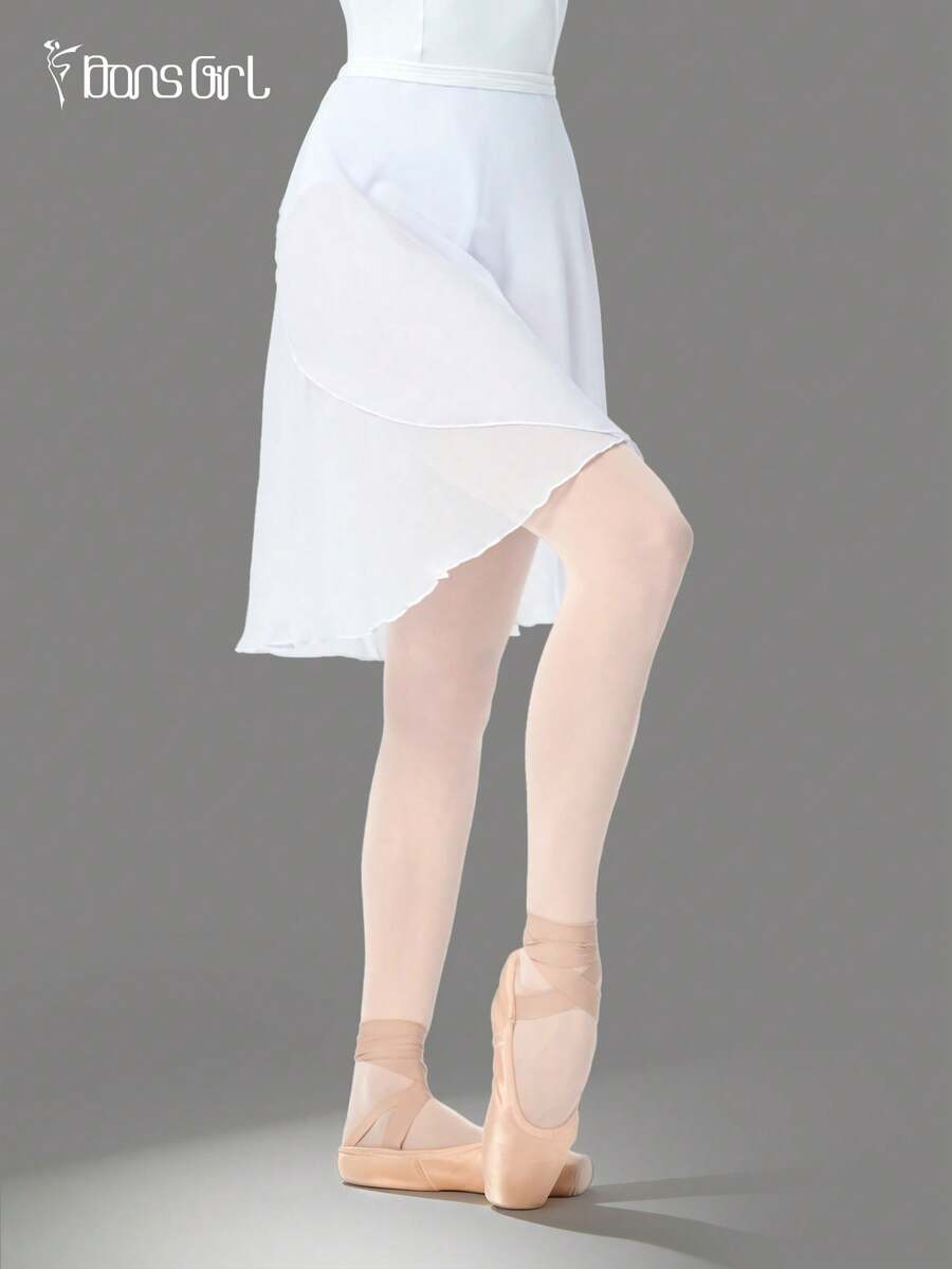 DonsGirl 1 pieza Vestido envolvente de gasa midi para mujer, unicolor, adecuado para actuación de ballet, blanco primavera