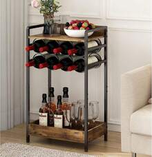 GILLAS Estante para Botellas de Vino - 2 Niveles, Organizador de Botellas de Vino, Estante de Porta Botellas, Almacenamiento para 8 Botellas de Vino de Metal - Ver 1