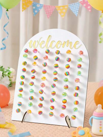 1 Set Wooden White Arch Lollipop Display Stand, 60 Holes Lollipop Holder, Creative Candy Rack For Baby Shower Party, 1st Birthday Party Dessert Table Decor, Gender Reveal Party Supplies, Welcome Baby Party Lollipop Display, Birthday Party Tabletop Candy Rack, Baby Teething Party Lollipop Decor, Birthday Cupcake Stand Cake Decor, Newborn Girl Decoration, Newborn Boy Party Supplies, Baby Party Accessories, Birthday Cake Stand