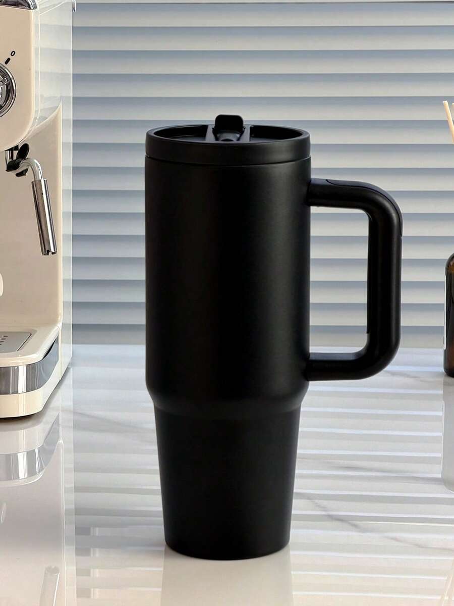 ELEGANTALCOVE 30盎司防漏保温杯，带手柄和可折叠吸管，双层真空隔热，冷热饮皆宜，简约旅行杯 - 多色/30oz - 查看 1