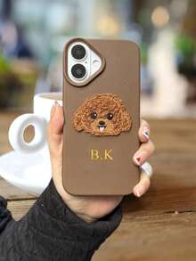 Ốp điện thoại da giả thêu hình cún con cá nhân hóa, ốp điện thoại hình gấu dễ thương, ốp điện thoại đẹp, vỏ bảo vệ điện thoại cá nhân hóa, tương thích với Apple 17, 16, 15, 14, 13, 12, 11 Pro Max, 14, 15, 16 Plus, 17 Air, dập nổi chữ nhiệt, vỏ bảo vệ toàn diện, quà tặng DIY ốp điện thoại thời trang - trắng - Xem 6