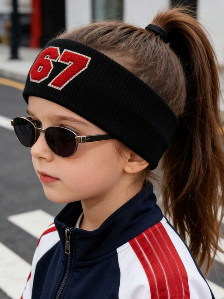 1 pieza Diadema para niñas con diseño del número 67 / estampado de eslogan, estilo cómodo y de moda casual, diseño creativo, minimalista y fresco, accesorio de cabello personalizado - Multicolor - Ver 1