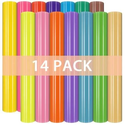 Permanent Vinyl For Cutting Machines - 14 Pack Glossy Adhesive Vinyl, 12 X 10 Inch Permanent Vinyl Bundled Pack For Crafts, Permanent Adhesive Vinyl Sheets For Silhouette Cameo