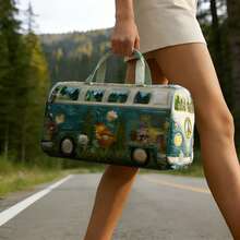 Large Canvas Camping Overnight Travel Bag, Hippie Journey Quilted Duffel Bag, Stylish Women's Large Capacity Weekend Bag, Overnight Luggage Bag Gym Tote - 彩色 - 查看 4