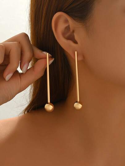 1 Pair Minimalist Geometric Metal Stud Earrings, European And American Creative Linear Circle Earrings, Unique Elegant Earrings For Daily Wear