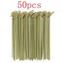20/50/100/200pcs Bamboo Knotted Flower Fruit Toothpicks, For Snack Beverage Decoration, Handmade Food Picks With Loop, Suitable For Party, Christmas, Wedding, BBQ - Cadet Blue - View 15