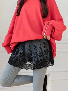 Women's Embroidered Lace Short Skirt, All-Season Fashion Half Skirt, Versatile Layering Piece For Leggings, Sweatshirts & Sweaters - Multicolor - View 4