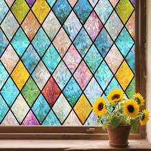 3D Window Film, No Glue Privacy Glass Sticker, Static Cling Heat Insulation UV Protection, Rhombus Pattern (Width) 30cm * (Length) 100cm - Multicolor - View 5