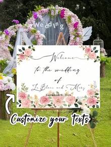 Personalized Wedding Welcome Sign - Customized Name And Date, Boho Garden Theme With Balloons And Greenery, Suitable For Wedding, Anniversary, Engagement Party - Durable And Easily Changeable Name And Date Plaque, No Installation Required - Multicolor 10 - View 3