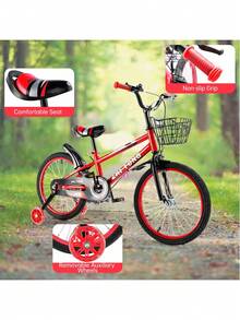 Vintage City Bike With Basket And Dual Brakes, 14/16/18 Inch In Pink/Red - Red - View 2