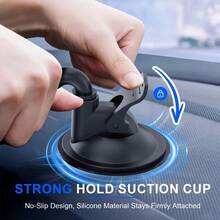 xnyocn 多功能车载手机支架，带伸缩臂、柔性鹅颈管、强力吸盘底座、360°旋转，适用于安全安装平板电脑和智能手机 - 黑色 - 查看 5